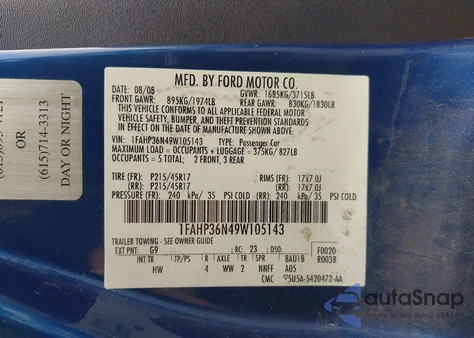 2009 Ford Focus Ses from USA, damaged, VIN 1FAHP36N49W105143